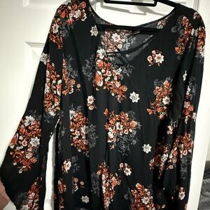 Torrid Floral Black and Orange Blouse Size 3